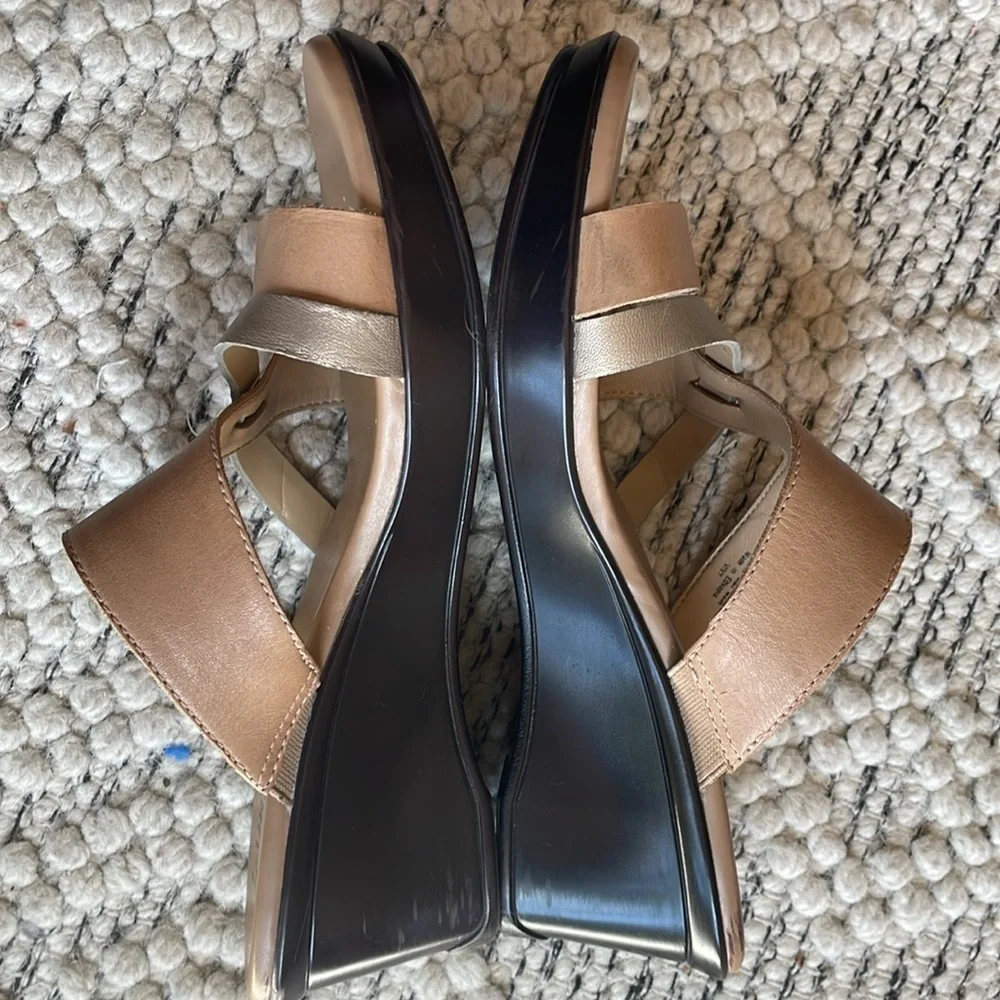 Naturalizer Sandals Shoes Women's Vivy Wedge Tan/Gold Sz: 8.5